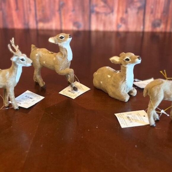 holiday reindeer family Deer ornament Set Of‎ 4 Woodland Animals stag Decor - Picture 1 of 9